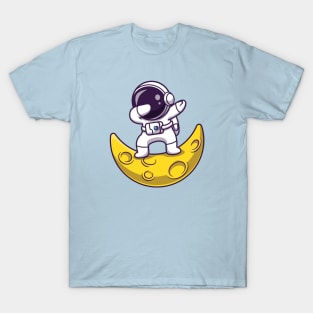 Astronauts Dabbing On The Moon Cartoon T-Shirt